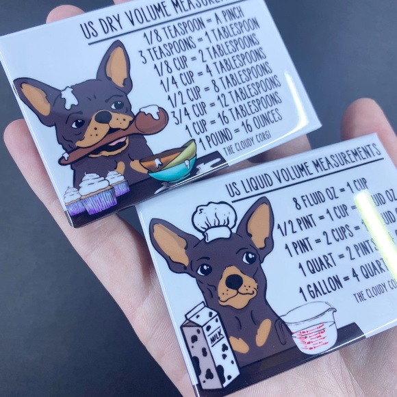 Black and Tan Chihuahua Dog Measuring Chart Magnet Set Kitchen Cooking Baking - Picture 2 of 4